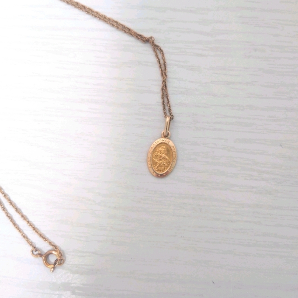 24k Saint Christopher Necklace with Golden Chain